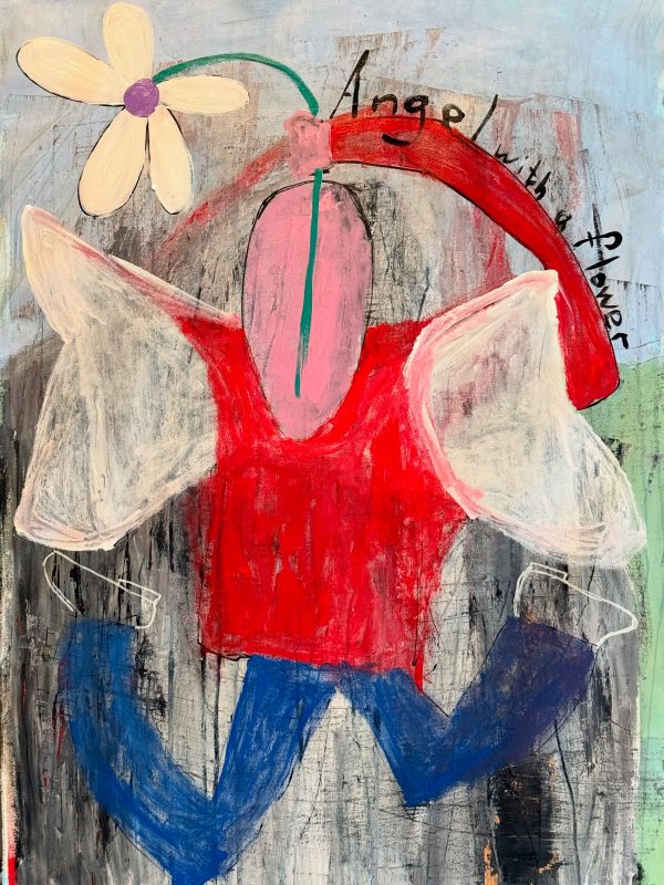 Angel with a flower / Size 100x70 / Acrylic on canvas
