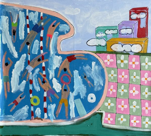 In the pool / Size 98x87 / Acrylic on canvas
